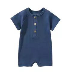 Bebê menino macacão verão wear infantil bebe fina pijamas manga curta macacão com nervuras roupas de malha estiramento da menina outfits playsuit