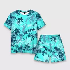 Conjunto de shorts de praia de verão masculino, roupas de homem extragrande, Game Grand Theft Auto 3D Palm Tree Print, GTA T-shirt, 2 Pcs Set