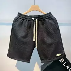 Shorts masculinos de corrida casuais, calças curtas esportivas para jogging, padrão ondulado, cordão monocromático, shorts esportivos de ginástica soltos secos, verão na internet