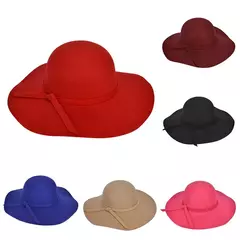 Chapéu Fedoras de abas largas feminino, guarda-sol versátil, apropriado para vestido, básico, elegante, cor sólida, moda feminina - comprar online