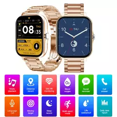 Relógio inteligente quadrado para homens e mulheres, rastreador de fitness, relógio inteligente esportivo, toque de discagem, música, Smartclock para Android, iOS - loja online