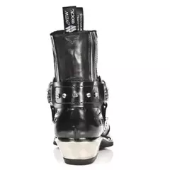 Imagem do Preto estilo legal botas masculinas rebite cristal decoração fivela cinto apontou toe couro de alta qualidade sapatos masculinos 2024 zapatillas mujers