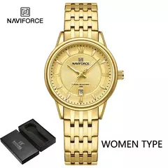 Imagem do NAVIFORCE-Relógio de pulso de quartzo feminino, elegante pulseira de aço inoxidável, relógio feminino, marca de luxo superior, 8040