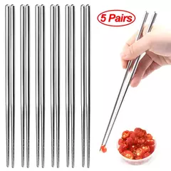 Pauzinhos chineses em aço inoxidável, pauzinho de sushi antiderrapante, varas de metal coreano e japonês, utensílios de cozinha, 1 2 5 pares - comprar online