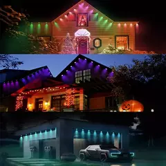 Smart Eaves Permanent Outdoor LED Lights, RGB Light, IP65 impermeável String com aplicativo remoto, DIY Music Sync Timer, House Christmas - Wolf Magazine