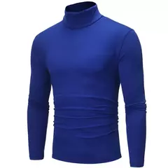 Imagem do Pulôver elástico de gola alta para homens, roupa íntima fina, blusa de tricô fina, camiseta base, cor sólida, primavera, outono