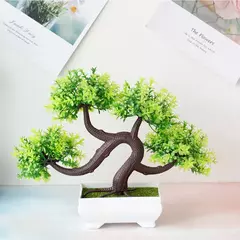 Imagem do Plantas de plástico artificiais bonsai pequeno vaso de árvore planta falsa vaso de flores arranjo de jardim ornamentos quarto decoração de mesa de casa