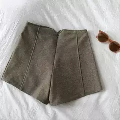 Shorts de lã emagrecedor de cintura alta feminino, versáteis, perna reta, perna larga, calça casual, novo, outono, inverno, 2023