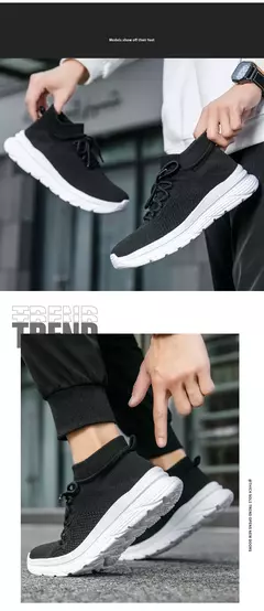 Sapato de meias casual confortável masculino, tênis preto para dirigir, novo, - comprar online