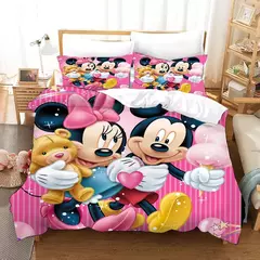 Imagem do Disney Mickey Mouse Conjunto de cama para meninos, colcha única, capa de edredão, decoração do quarto infantil, queen e king size, quarto casal, 3 PCs