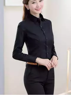 Camisa branca de manga longa feminina, moda profissional, vestido formal, tamanho grande, roupas de trabalho, tops de botão OL, tops femininos - loja online