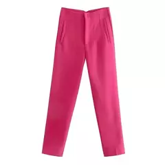 TRAF-Calças de escritório de cintura alta femininas, calças formais de escritório, calças lápis, pretas, rosa, brancas para senhoras, moda