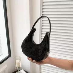 Bolsas transversais de couro PU de diamantes corrente para mulheres monocromáticas bolsas de ombro de verão femininas na internet