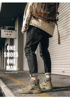 Botas masculinas casuais ao ar livre botas de deserto outono moda camuflagem rendas sapatos de plataforma homem botas masculinas zapatos hombre - Wolf Magazine