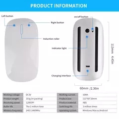 Mouse silencioso recarregável sem fio, Multi Arc Touch Mice, Ultra-fino Magic Mouse para laptop, iPad, Mac, PC, Macbook, Bluetooth 4.0 - loja online