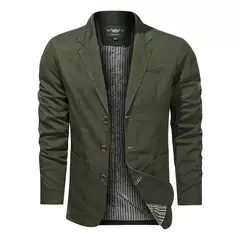 Primavera e Outono Novos Homens Retro Cor Sólida Terno de Negócios Largo Solto Três-breasted Terno Multi-bolso Ocasional Regular Jacket Coat na internet