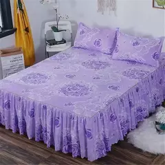 Conjunto de Colcha de Algodão com Bordado, Saia de Cama, Fronhas, Capa de Folha, Rei, Rainha, Duplo, 1.5 m, 1.8 m, 2m, 3 Peças por Conjunto - comprar online