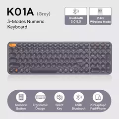 Baseus-Teclado Ergonômico Sem Fio, 2.4G, Bluetooth 5.0, Keycap Numérico para iPad, MacBook, Tablet, Laptop, PC, Office Game