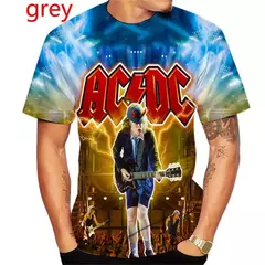 T-shirt com decote em metal masculino, roupa de criança, tops casuais, AC, DC, impressão 3D, meninos, meninas, moda, verão, novo, 2022 - comprar online