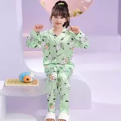 Ice Silk infantil Conjunto de Pijamas de manga curta, Pijamas gola V, Anime Sanrio Kuromi Minha melodia Desenhos animados, Cinnamoroll Menina, Cinnamoroll