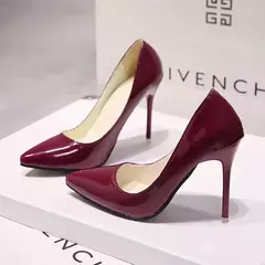 Bombas de salto alto para mulheres, couro envernizado, dedo apontado sexy, salto fino, sapatos de casamento, moda feminina, cor sólida, novo, tamanho 44 - loja online