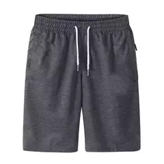 Shorts com cordão masculino, calção com cordão, calças curtas de praia, verão calças finas, moletom solto com zíper, esportes - loja online