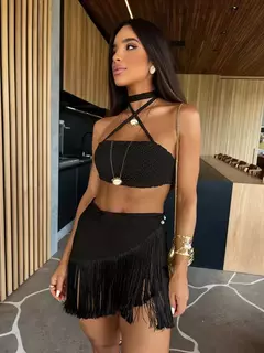 Conjunto sexy de biquíni feminino, sutiã de renda, mini saia, férias de praia, fato de banho feminino casual, 2 peças, verão - loja online