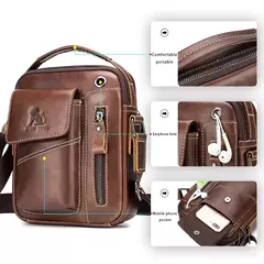 Bolsa de ombro multifuncional para homens Couro Crossbody Bag Bolsa de alta capacidade