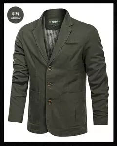 Primavera e Outono Novos Homens Retro Cor Sólida Terno de Negócios Largo Solto Três-breasted Terno Multi-bolso Ocasional Regular Jacket Coat - loja online