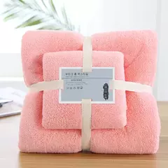 2 pcs/Set Luxo Super Large Toalha Alta Absorvente Soft Coral Fleece Toalha de Banho e Toalhas Rosto Conjunto para Adultos 70x140cm 35x75cm - Wolf Magazine