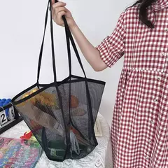 Bolsa de malha de grande capacidade feminina, pacote viagem praia, bolsa de ombro única, bolsa feminina, design Hollow Out, moda - comprar online