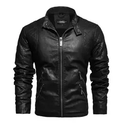 Imagem do Kenntrice Autumn Winter Brand jaqueta de couro masculino Jaqueta Couro Masculino Jaqueta de couro Bombardeiro Casaco de pele de carneiro Casaco de motocicleta