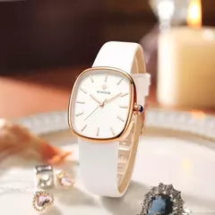 WWOOR-Relógio de quartzo de couro impermeável feminino, marca superior, pulseira de moda, relógio de luxo feminino, 2024 - Wolf Magazine