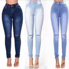 2023 Novas Mulheres Vintage Jeans Slim Fit Calças Lápis de Cintura Alta Denim Bootcut Verão Pull-on Jeans Skinny Blu Moda Holee - Wolf Magazine