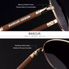 BARCUR-óculos de sol polarizados gradiente, óculos de sol masculino, óculos piloto feminino, mirror shades, memory design - comprar online