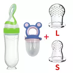 Baby Feeding Bottle com Fruit Chupeta Set, Toddler Spoon, Legumes frescos, Kids Feeder Supplies, 4Pcs - Wolf Magazine