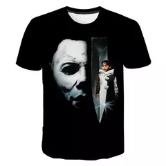 Homens e mulheres Michael Myers 3D Print Horror Movie T-shirts, camiseta de streetwear extragrande, Harajuku Tees, tops infantis, roupas de Halloween