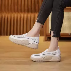 Mulheres sapatos de plataforma casual deslizamento em sapatos moda mocassins senhoras tênis chaussure sola macia femme mocassins mulher d254