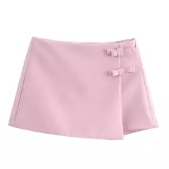 TRAF-minissaia e minissaia de cintura alta feminina, streetwear de verão, shorts assimétricos, rosa e branco, moda - Wolf Magazine