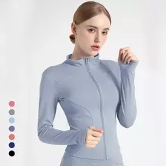 Fato de treino de mangas compridas Slim Fit para mulheres, casaco fitness, tops de ioga com buracos, jaqueta de ginástica, moletom de treino 2024 - loja online