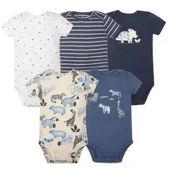 Bodysuits de manga curta recém-nascidos 100% algodão, bebê menino e menina roupas, roupas infantis macias, presentes do chuveiro do bebê, 5pcs por lote - comprar online