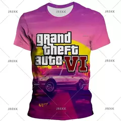 Imagem do Camisetas gráficas Grand Theft Auto VI masculinas, Boy Streetwear, Tops masculinos casuais, Roupas impressas 3D do jogo GTA 6, Novos jogos