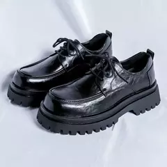 Sapatos de couro formal grosso para homens, plataforma de designer de luxo, vestido de casamento Oxfords, preto, marrom na internet