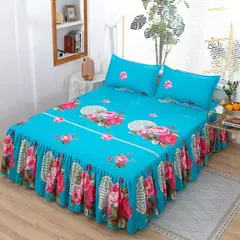 Imagem do Lençóis planos respiráveis confortáveis, cama de luxo, colcha lavável, colchão king e queen size, saias de cama, moda