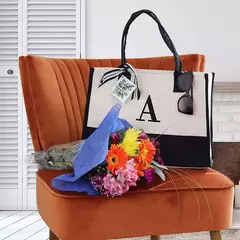 Sacola de lona feminina, sacola inicial de viagem, bolsa de maquiagem com zíper, alça ajustável personalizada, dia das mães, presente de aniversário - comprar online