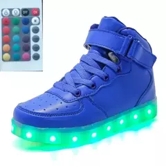 USB LED Shoes com controle remoto para crianças e adultos, tênis luminosos com luzes, tênis para crianças, meninos e meninas, tamanho 25-42