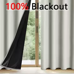 Imagem do Cortinas monocromáticas blackout, sombreamento completo e proteção solar, quarto e sala de estar, 100% blackout, 1pc