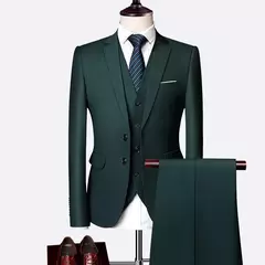 Terno de casamento fino com três peças para homens, conjuntos monocromáticos de negócios e escritório, blazer grande, calça e colete, moda luxo - comprar online