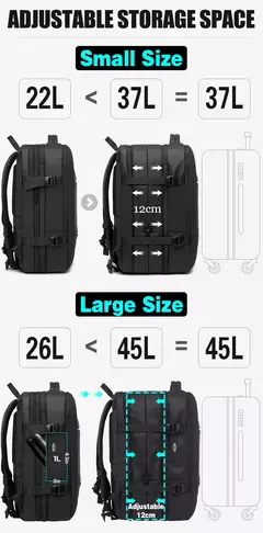 BANGE-Men's Waterproof Expansível Laptop Mochila, Grande Capacidade, Caminhadas Saco De Viagem, Mochilas Masculinas, 17,3";;VERDADEIRO;;"Blue 37L na internet