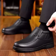 Botas britânicas de couro retrô para homens, botas Chelsea casuais, sapatos de plataforma antiderrapante, sapatos de algodão